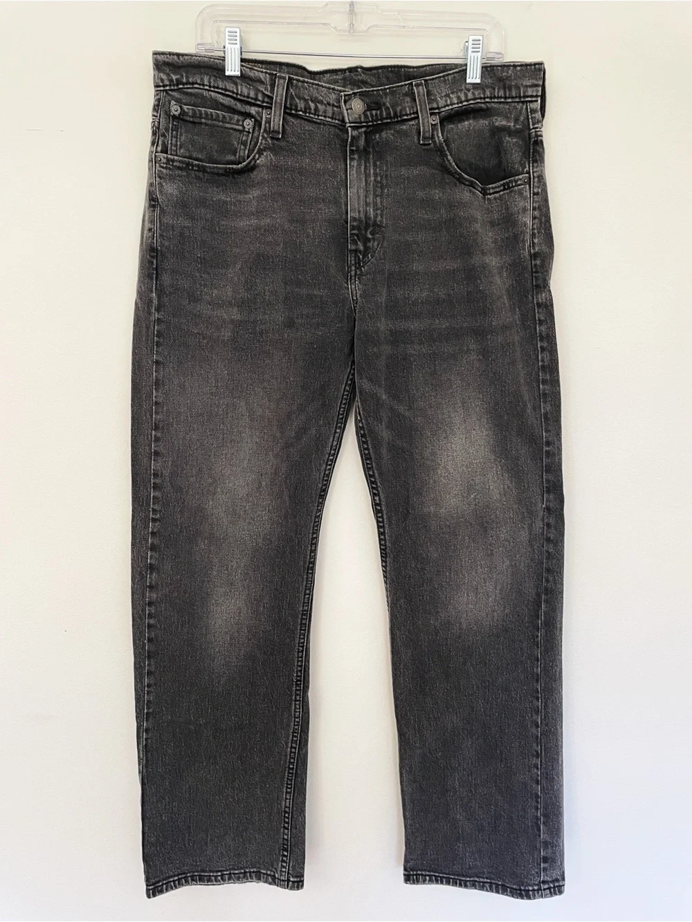 Y2K Levis 569 Loose Straight Jeans Mens 33x32 Gray Black Baggy Relaxed Fit Denim